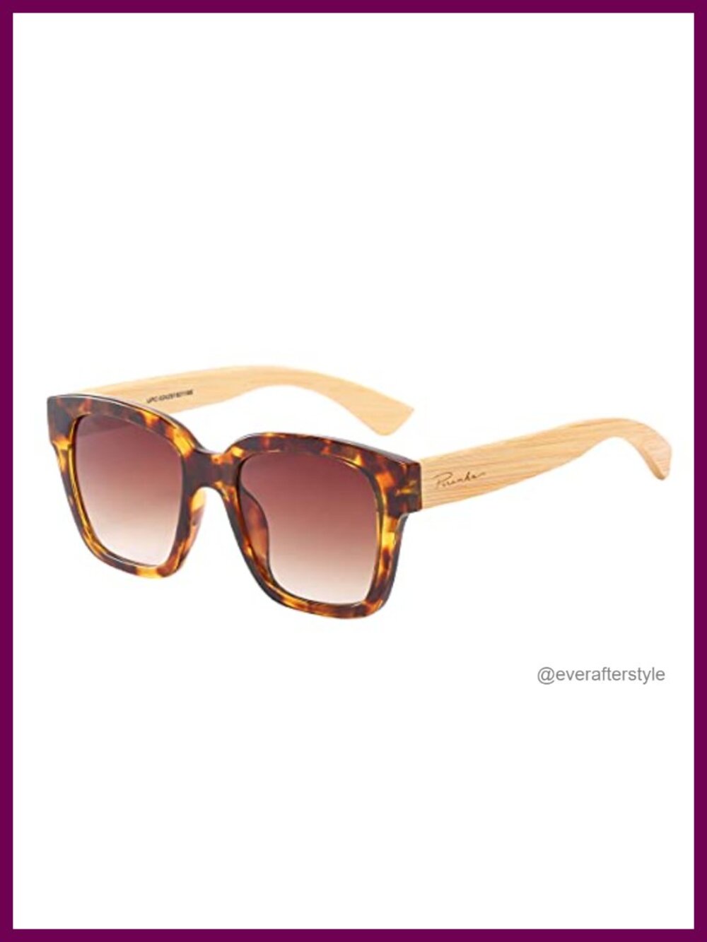 Square Bamboo Temple Sunglasses with Gradient Brown Lenses